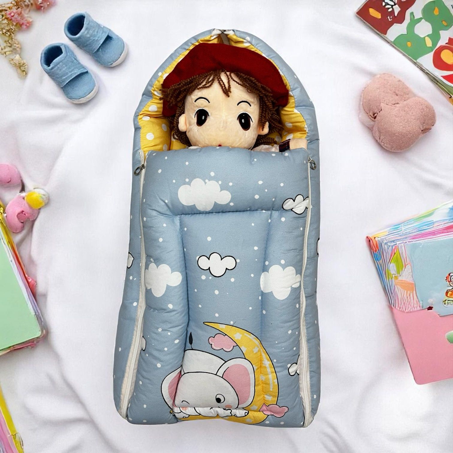 Newborn Baby Sleeping Bag with Cute Printed Designs – Hooded & Zippered